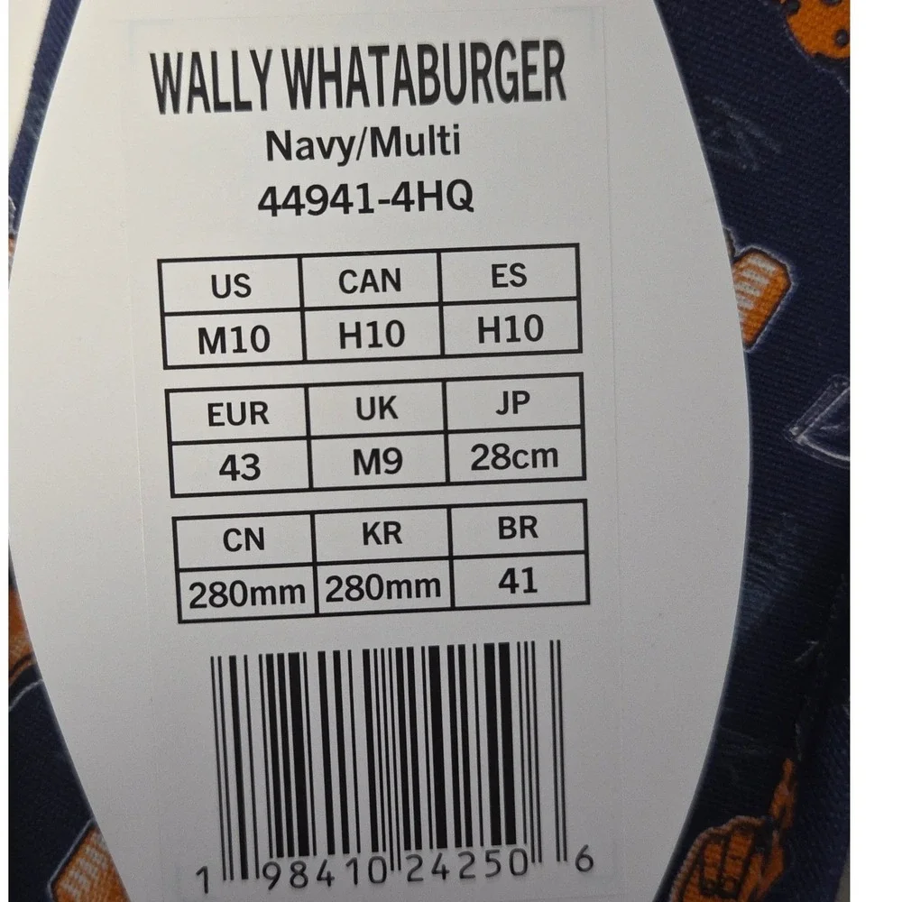 Hey Dude Wally Whataburger Mens 10 Blue Orange Slip On Casual Shoes Texas NWT